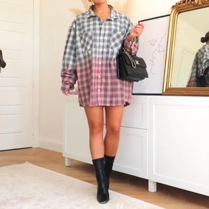 Custom- Made Ombre Plaid Flannel Shirt